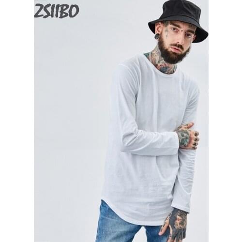 Black t shirt streetwear hip hop mens t-shirts Cotton Fashion loose fit long t shirt kanye west Harajuku t-shirt long sleeve