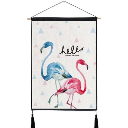 Pink Flamingo Tapestry Wall Hanging Cotton Linen Bed Sofa Background Picture Home Decor Wedding Hen Theme Party Decoration