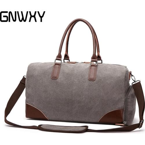 GNWXY Canvas Travel Bag European American Fashion Portable Crossbody Bag Men Business Large Capacity Weekend Duffle Travel Bag