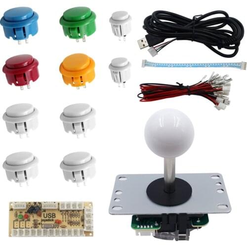 SJJX DIY Kit Raspberry Pi Windows Controller PC MAME Arcade Game Retropie Button Arcade Controller Joystick white