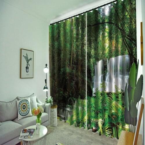 Beautiful Photo Fashion Customized 3D Curtains green scenery curtains 3D Window Curtains For Living Room Bedroom