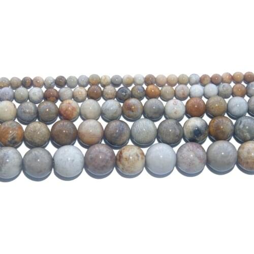 Natural Chrysanthemum Stone Coral Fossils Round Beads 4 6 8 10 12 MM Pick Size For Jewelry Making DIY Bracelet Necklace Material