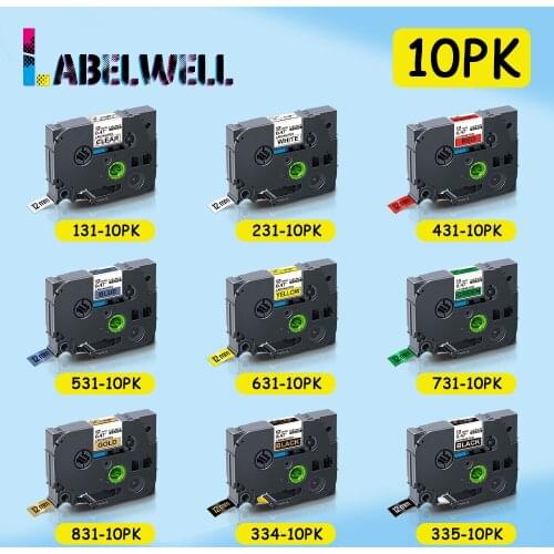 Labelwell 10PK 20Colors 231 Compatible for 231 131 631 335 831 931 435 334 tape for label Printer label maker
