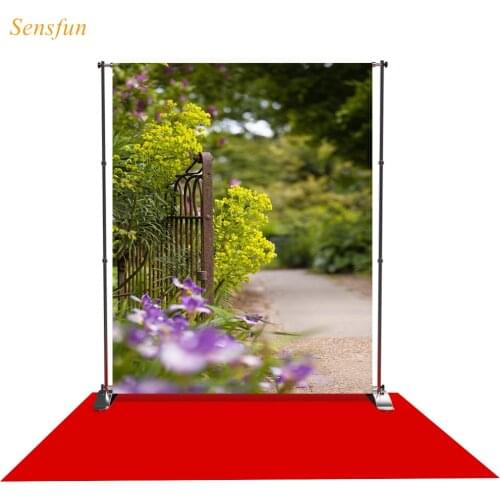 LEVOO Photographic Background Iron Gate Flower Trees Spring Bokeh Backdrop Photocall Photo Studio Photophone Shoot Props