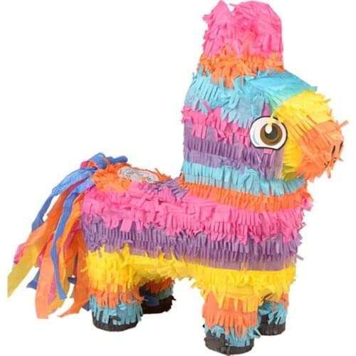 Small Rainbow Donkey Pinata Kids Birthday Themed Party Supplies Game Candy Props Simulation Doll Children Gifts DIY Decoration