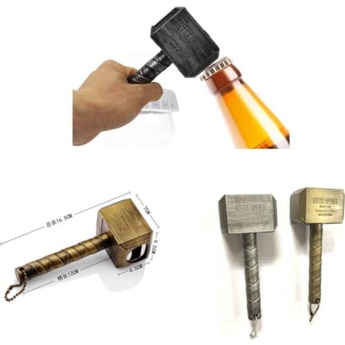 Silver Beer Bottle Openers Multifunction Hammer Of Thor Shaped Beer Bottle Opener With Long Handle Bottler Opener Beer