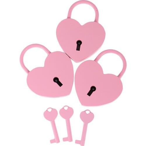 Set of 3 Pieces of Heart Shaped Decorative Lock for Jewelry Box