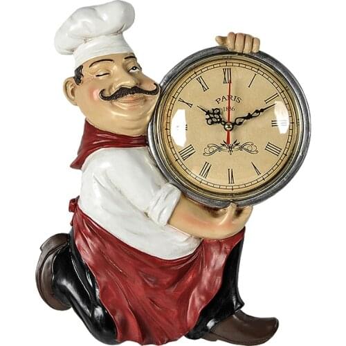 Resin Chef Cute Wall Clock Home Watch Bathroom Kitchen Clock vintage Wall Watches Home Decor Wall Clock Modern Design