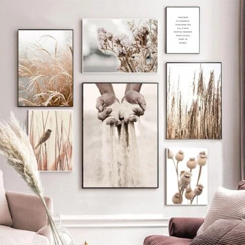 Bohemian Nature Grass Wall Poster Print sand straw Wall Art Nordic Picture For Living Room Home Canvas Painting Modern Decor