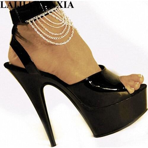 New Sexy Ankle Strap 15CM High Heel Slippers Platforms Pole Dance/Performance/Star/Model Shoes, Sexy Party Dance Shoes
