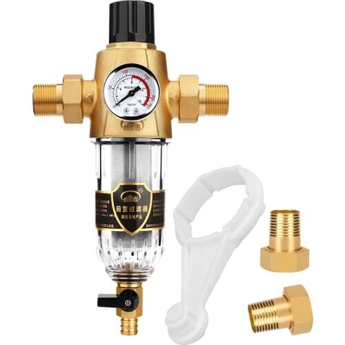 Sediment Filter Prefilter Whole House Pre-filter Water Filter Purifier 40-60um Siphon Backwash 4T/h with Water Pressure Gauge