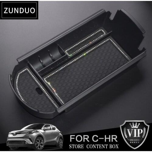 ZUNDUO Armrest Box storage For C-HR 2016 2017 2018 2019 CHR Car Central Console Box Diamond Accessories Stowing Tidying