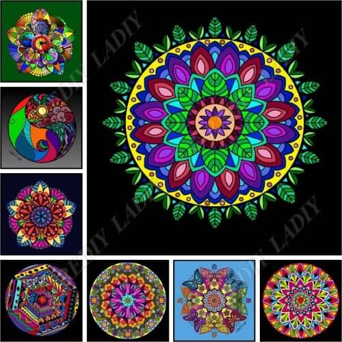 Full Square / Round Diamond Painting Mandala Flowers Diamond Embroidery Crystal Mosaic Picture of Rhinestone Cross Stitch Crafts