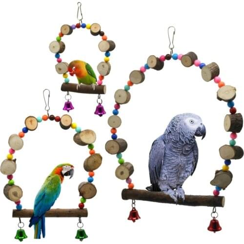 Pop It Home Decoration Accessories Parrot Suspension Bridge Swing Rings Log Color Bead Bird Toys Aviary And Cages Small Animal