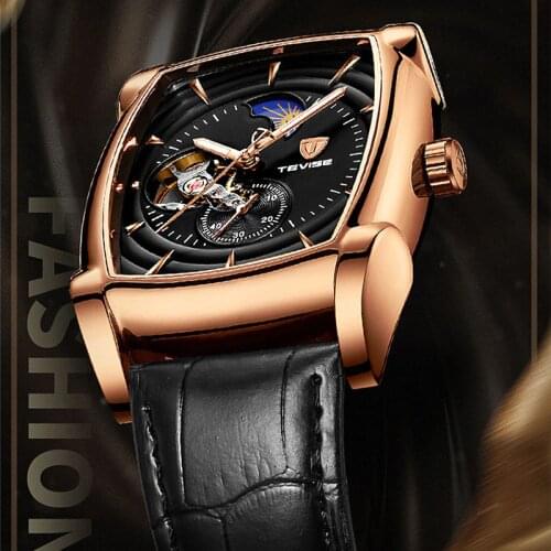Rectangular retro style Sports Military Men Watches Automatic Mechanical Luxury Brand Man Leather Army Male Clock 2020 NEW