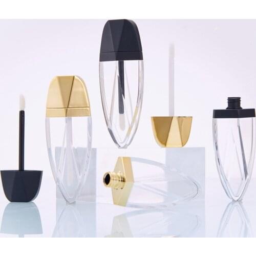 7ml Empty diamond leaf shape clear Lip Gloss Tube with black cap 50pcs