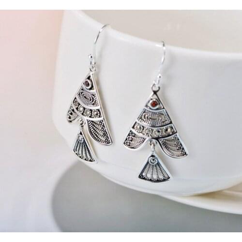 Real 925 Sterling Silver Shredded fish Earrings Fine Charm Jewelry for Women
