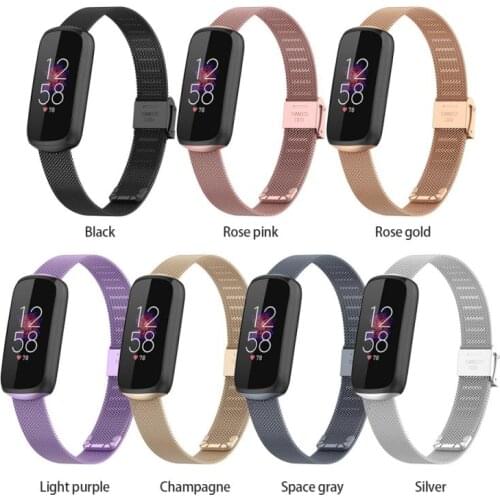 2021 Wristband Strap for fitbit Luxe Smart Watch Stainless Steel Mesh Band Replacement Strap with buckle Bracelet Accessories
