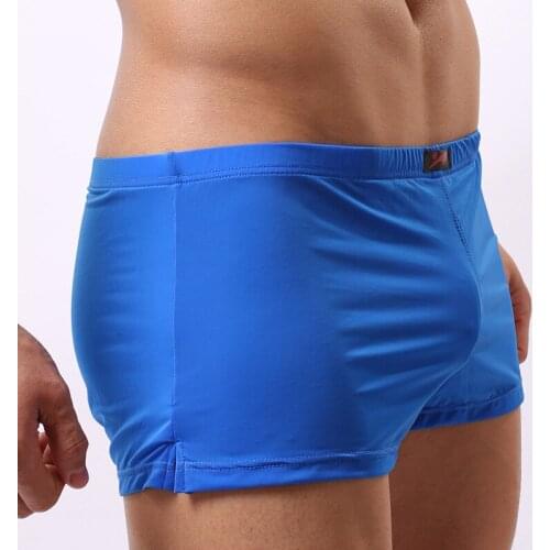 Sexy Men Underwear Ice Silk Boxer Shorts Man Arrow Pants Solid Breathable Mid-waist Pouch Underpants Cuecas masculina M-XXL