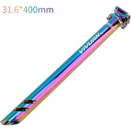 Full CNC Stem 60/80mm Bicycle Seatpost Colorful DH XC MTB Road Seatpost 27.2/31.6mm*400mm Mountain Bike Seat Post Rainbow Tube
