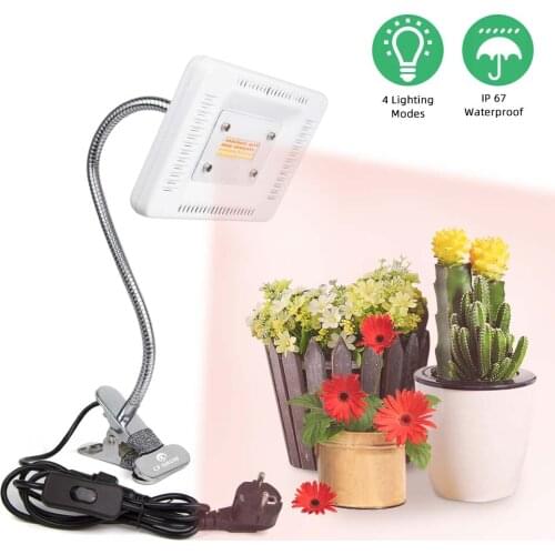 LED Desk Clip Grow Light Full Spectrum 4 Modes 50W 56LEDs Waterproof LED Grow Lamp For Indoor Plants Flowers Greenhouses Tent