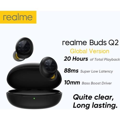 Original realme Buds Q2 TWS Wireless Earphones ENC Noise Cancel Earbuds Waterproof Headphones 20h Battery Bluetooth 5.0 Headsets