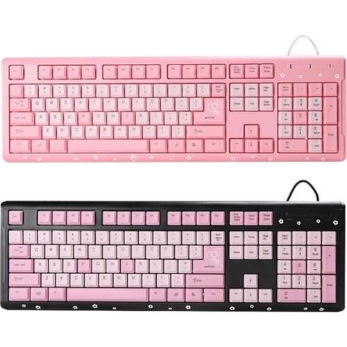 104 Keys Cartoon Pink Cats Claw Wired Keyboard Ultra-thin Office Adjustable Wear-resistant USB Wired Keyboard Computer Accessory
