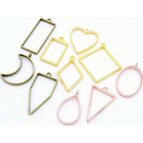 BASEHOME 10pcs/lot Vintage Charm Photo Frame Bronze Tone Ancient Necklace Bracelets Pendant DIY Jewelry Supplies