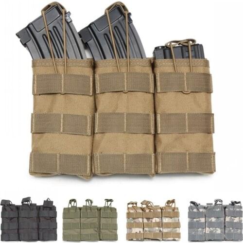 CQC Military Airsoft Paintball Tactical MOLLE Triple Open-Top M4/M16 Magazine Pouch FAST AK AR FAMAS Pistol Rifle Mag Bag
