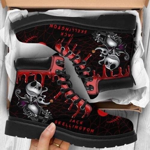 2021 New Boots Women Skull Flower Ankle Boots Winter Women Boots Round Toe Shoes Woman Lace Up Sneakers Shoes Ladies Female Flat