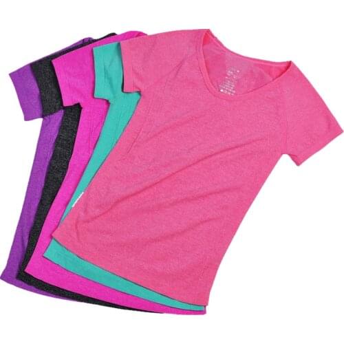 High Elastic tees Women Shirts Running Breathable Gym Fitness Sport T-Shirt Ladies Dry Quick Compression Ropa Deportiva mujer