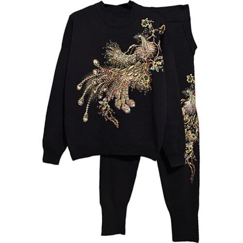 High Quality 2 Piece Set Women Sweater Suit Sets Knitted Sweaters Pants Tracksuits Woman Casual Knitted Trouser Clothing Set