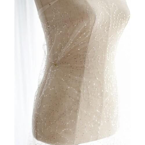 Star cloth sequins gauze wedding dress stage decoration lace fabric material