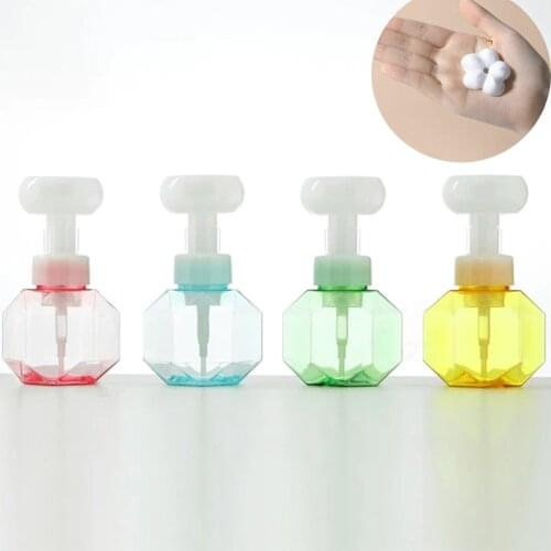1PCs 300ml Flower Shape Foam Foaming Pump Empty Bottle Liquid Soap Dispenser Plastic Clear Bottle Shower Gel Foam Pump Bottle