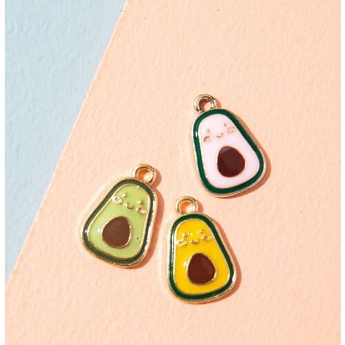 10Pcs Enamel Gold Color Avocado Charm Pendant for Jewerly DIY Making Bracelet Women Necklace Earrings Accessories Findings Craft