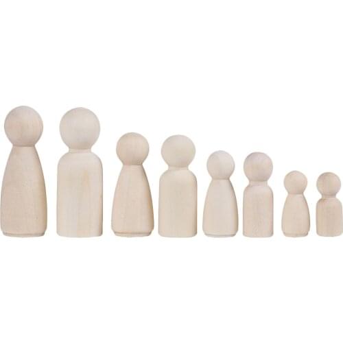 12Pcs/set Wooden People Peg Doll DIY Crafts Little Child Man