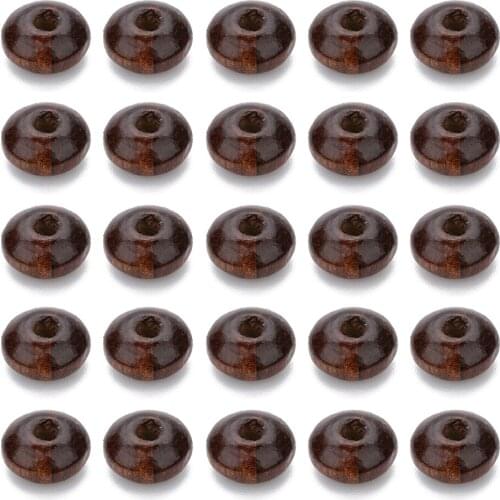 200pc Natural Wooden Beads Deep Brown Color African Wood Beads Spacer Flat Abacus Beads wood for Jewelry Makings