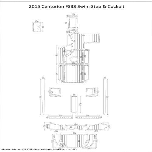 2015 Centurion FS33 Swim Step & Cockpit Pad Boat EVA Teak Decking 1/4" 6mm
