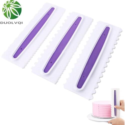 3pcs/Set Food Grade Plastic Cream Scrapers Cake Fondant Comb Scraper Dessert Pastry Spatulas Practical Cake Decorating Tools