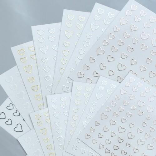 1 Sheet Love Heart Gold 3d Nail Art Sticker Self-Adhesive Ultra-thin Hollow Decal Nail Art Decoration For Birthday Party Gift