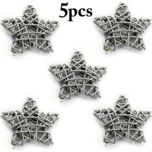 5Pcs/Set Rattan Stars Christmas Tree Hanging Decor Set Creative Rattan Ornament DIY Party Decor Accessories For Christmas