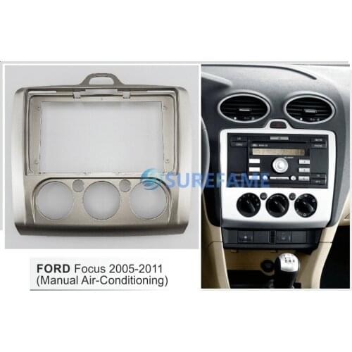 9 inch Car Fascia Radio Panel for FORD FOCUS 2005-2011 (Manual A/C) Dash Kit Install Facia Console Bezel Adapter 9inch Plate