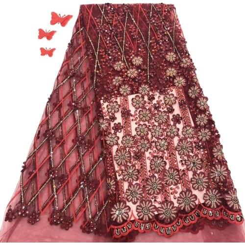 African Lace Fabric 2021 High Quality French Sheer Lace Fabric Nigeria Sequin Lace Embroidery Fabric Clothes J0372