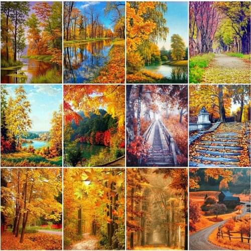 EverShine 5D Diamond Embroidery Autumn Scenery Full Square Diamond Painting Tree Rhinestone Cross Stitch Mosaic Kit Wall Decor