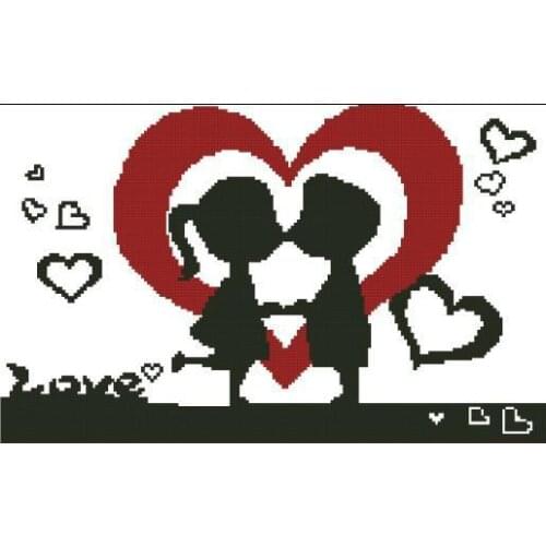 Free delivery Top Quality popular counted cross stitch kit kissing kiss Love, Valentines day gift
