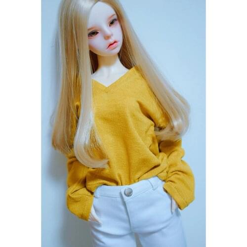 BJD DOLL Yellow Sweater Outfits Clothing Top For 1/4 17" 1/3 24" Tall MSD SD SD17 DK DZ AOD DD Wear