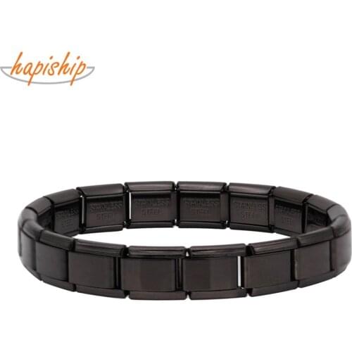 Hapiship 2019 Fashion Women Jewelry 9mm Width Black Color Stainless Steel Bracelet Bangle Girls Wedding Gift G128