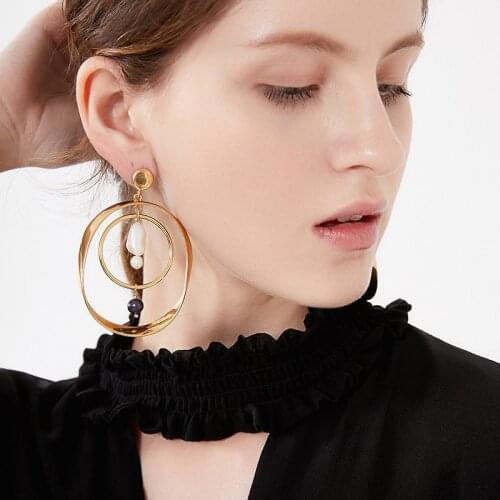 Amorita boutique Irregular multilayer loops design pearl drop earrings