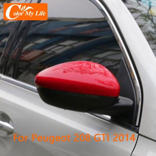 2Pcs ABS Rearview Mirror Cover Protection Covers for Peugeot 208 GTI 2014 Rear View Mirror Cover Strips Sticker Color My Life