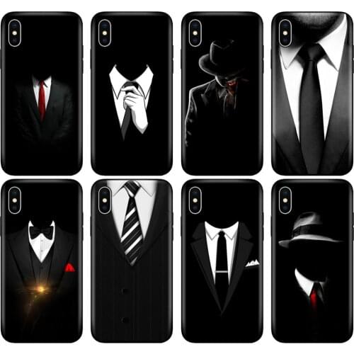 Black tpu case for iphone 5 5s se 6 6s 7 8 plus x 10 case silicone cover for iphone XR XS 11 pro MAX case Dark Suit Mystery Man